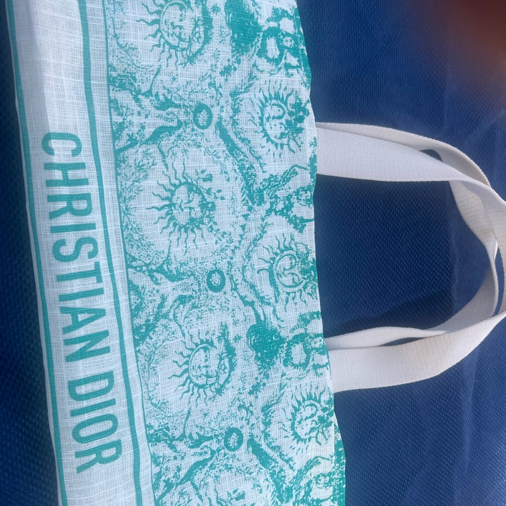 Christian Dior Satchel In Teal And White